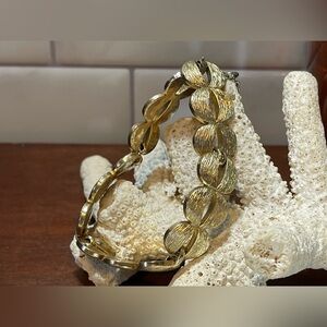 Vintage Gold Tone Monet Gold Tone Bracelet with Safety Chain, Signed